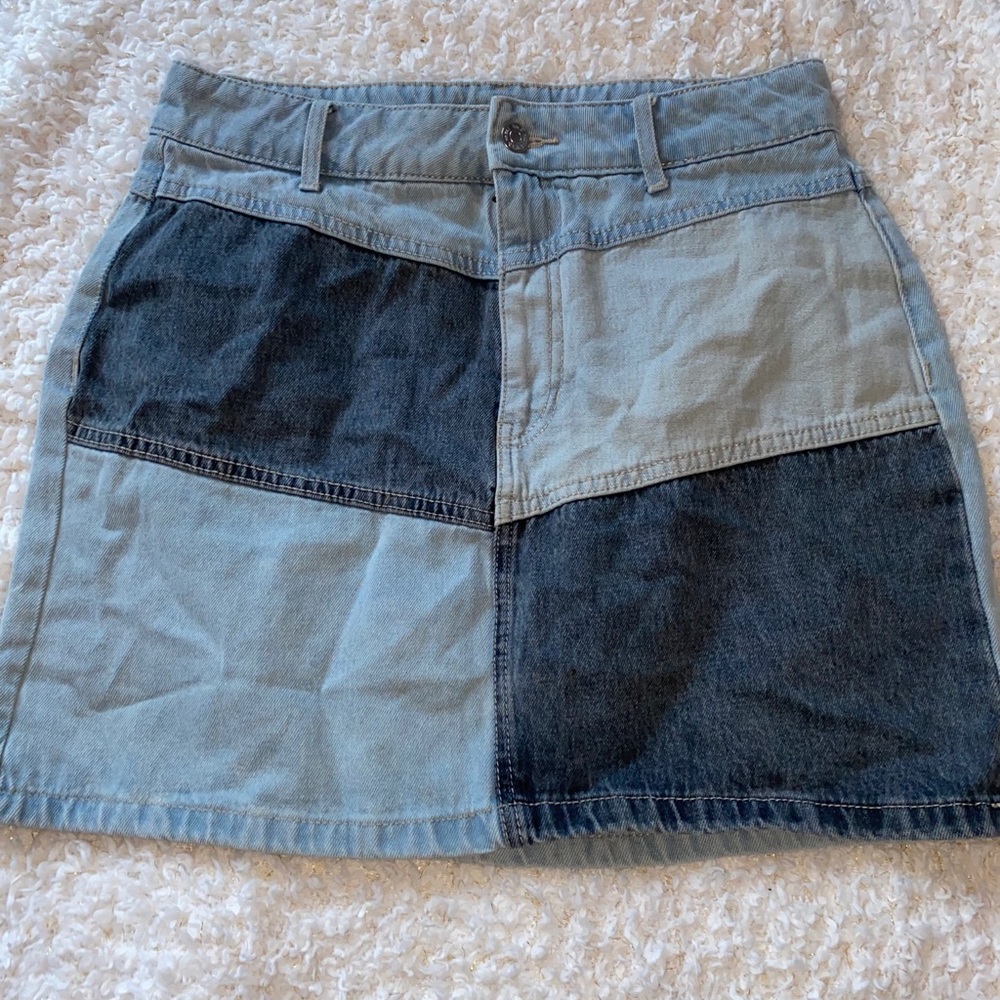 Color block jean skirt